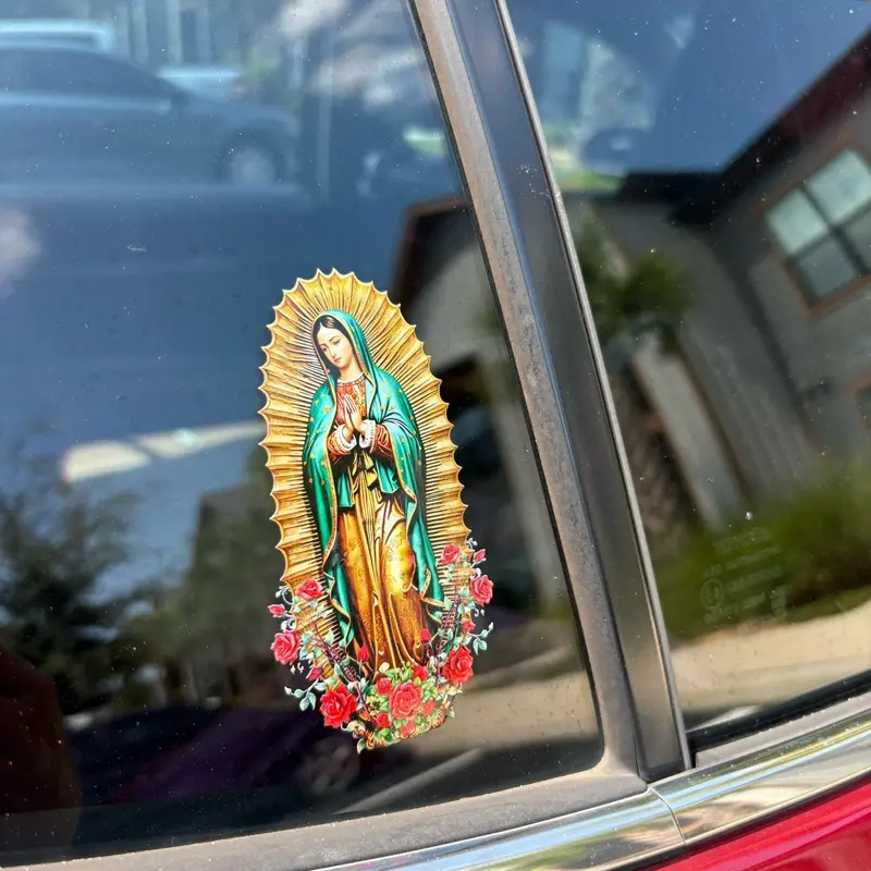 Virgin Mary Religion-Inspired Motivation Car Decals - Art Vinyl Sentimental Message Bumper Stickers, Universal Automotive Car Accessories, Exterior Vehicle Styling Graphics, Automobile Decals, Decals For Vehicles
