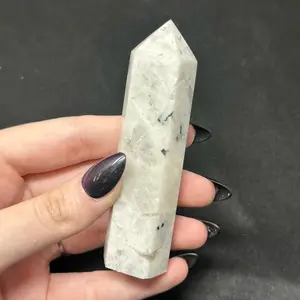 Rainbow Moonstone with Black Tourmaline — Palmstones & Towers
