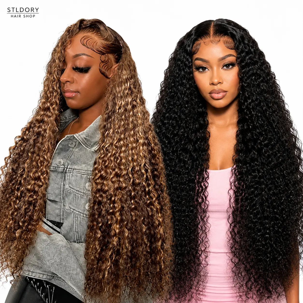 STLDORY 30 Inch Deep Wave Lace Front Human Hair Wig 13×4 HD Lace Curly Wig Pre Plucked Natural Hairline with Baby Hair for Women Daily Wear