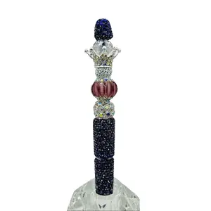 Elegant Beaded Pen with Crown and Rhinestones - Includes 3 Ink Refills for Long-Lasting Use - Perfect for Personal Use or Gifting
