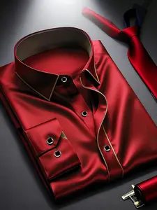 Men's Business Patchwork Casual Shirt, Best Gift for Men, Iron-Free Long Sleeve, Fitted Style, All Seasons Wear, Casual Stylish Menswear