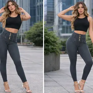 Push Up Jeans Primium 5 Buttons - Women's with faja 360 Bottom high waist