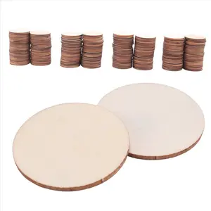 200 Pieces Unfinished Wood Slices Round Disc Circle Wood Pieces Wooden Cutouts Ornaments for Craft (1.5 Inch)