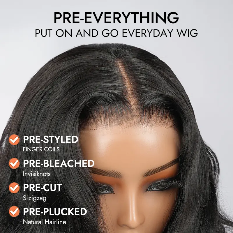 [Spring Musts] Wiggins Hair Ocean Wave Glueless Wig Pre-Cut 13x4 HD Lace Front Wig Human Hair Face Framing Curtain Bangs Wig Natural Hairline Pre-Bleached Invisible Knots #tiktokshopstockup #mothersdaygift
