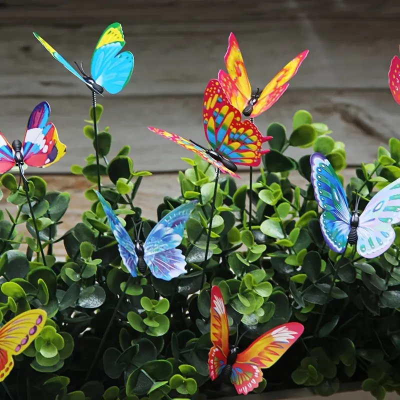 10-Piece Glow-In-The-Dark 3D Butterfly Stakes, No Batteries Needed, Magical Twilight Garden Decor, Yard & Walkway Lighting