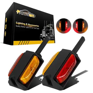 Partsam 2x 4" LED Clearance Trailer Fender Lights Amber Front Red Back 4 Diodes RH / LH
