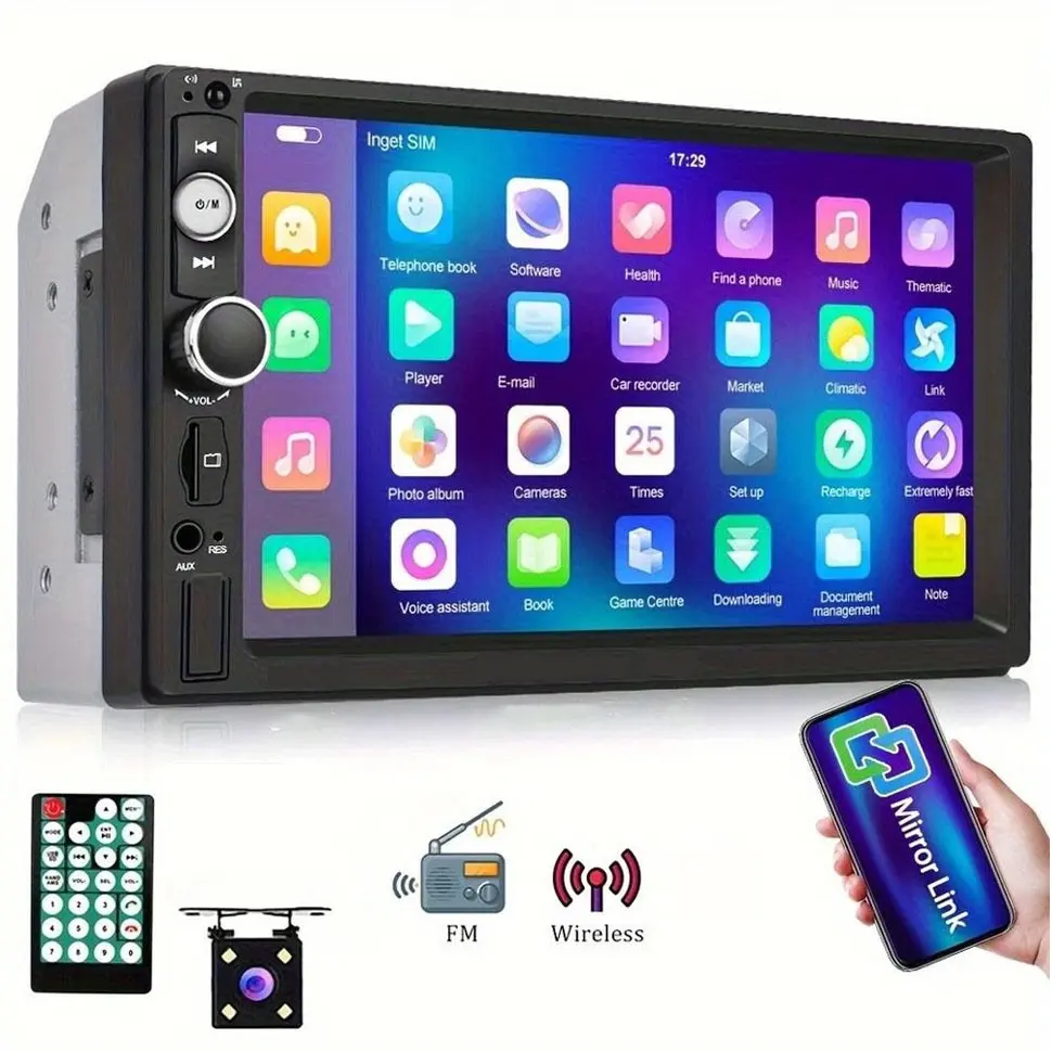 7 Inch Dual Core Car Mp5 Player, Supports Steering Wheel Control, Rear Camera, Bluetooth-compatible Hands-Free, Universal Car Audio System