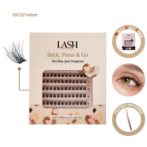 Lashterally Sassy Wispy Self-adhesive Lash Clusters Kit Pre-glued Easy Apply Easy Remove 5D Fluffy False Eyelashes 10mm/12mm/14mm 90 Eyelash Clusters Makeup Cosmetic