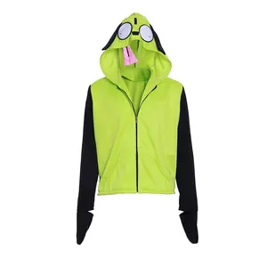 Invader Zim Cosplay Costume Zim Hoodie Halloween Costume Mens Casual Hooded Zip Up
