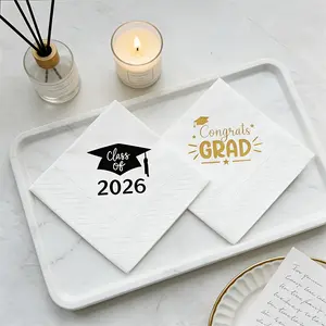 50PCS/set Paper Napkins, Disposable Tableware, Themed for The 2026 Graduation Season, for Graduation Events, Providing Party Supplies, And Enhancing Graduation Decorations, Bulk Quantity