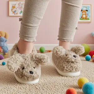 Girls' Winter New Cute Warm Plush Home Shoes, Cartoon Casual Fleece-Lined Boys' Kindergarten Medium-Large Size Indoor Slippers, Home Slippers, Indoor Slippers for, Cute Slippers, Cute Home Slippers