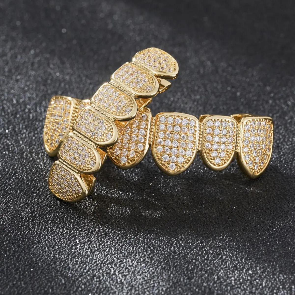 Hip Hop Braces Halloween Vampire Gold Teeth Accessories Micro-set 5A Zircon 18k Gold Plated Braces