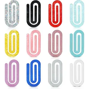 12 count   Paper Clips, 4"x2" Large Plastic Paper Clips, Bright Colors, Classroom & Office Supplies,  to School Gifts for Teachers & Students, Desk Org & DIY Charms & Accents & Bookmarks