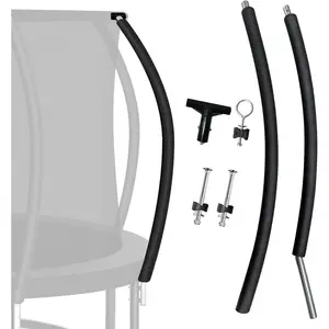 Trampoline Curved Pole ,  Curved Enclosure Pole for 10-16ft Frame, with Plastic T Connector, Mounting Hardware,  Cover