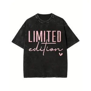 One 100 Percent Cotton Front Washed Fabric T Shirt Limited Edition Pink Text Design Casual Everyday Wear For Men And Women 230g Unisex Style Perfect For Valentine's Day And Spring Season