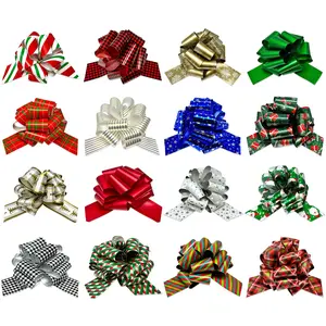 Wrapables Large 5 inch Christmas Pull Bows, Ribbon Bows for Gift Wrapping, Xmas Gift Tag Decorations (16pcs)