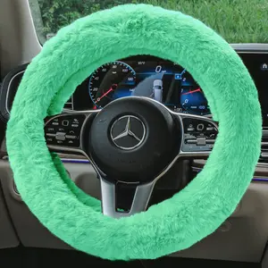 Doe16 Faux Rabbit Fur Steering Wheel Cover Mint