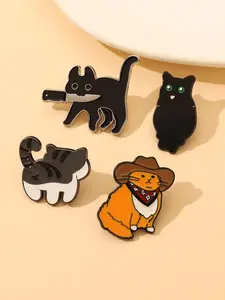 Cute Cartoon Cat Design Brooch Set, Enamel Pins for Backpacks, Jeans, Scarves, Hats, Trendy Unisex Accessory, Perfect Birthday Gift