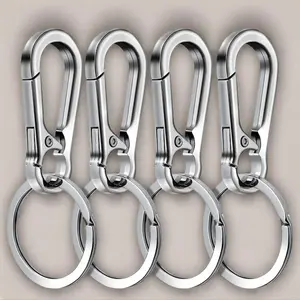 Durable Zinc Alloy Keychain, 4 Counts Metal Buckle Portable Keychain, Car Keychain, Spring Buckle Keychain, Quick Release Keychain, Men & Women Keychain, Keyring, Teenage Girl Gifts, Lightweight Keychain, Accessories