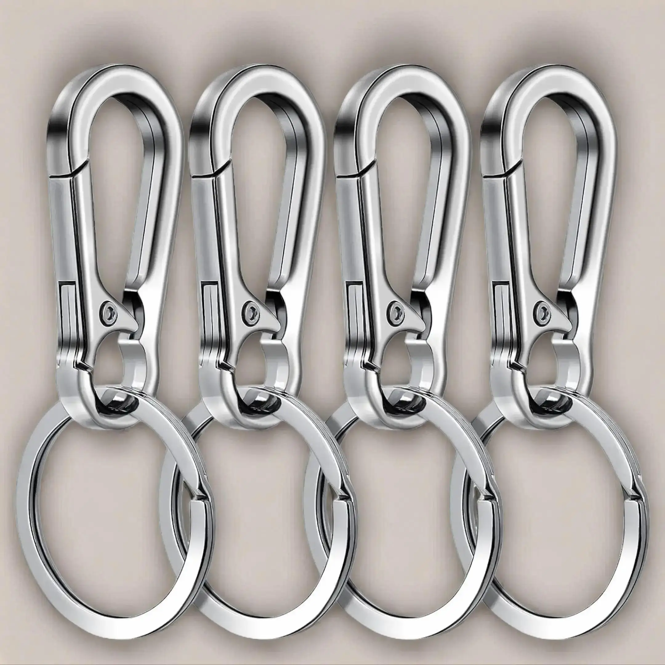 Durable Zinc Alloy Keychain, 4 Counts Metal Buckle Portable Keychain, Car Keychain, Spring Buckle Keychain, Quick Release Keychain, Men & Women Keycha