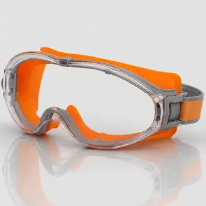 Anti Fog Safety Goggles Orange Soft Seal Protective Eyewear Adjustable Strap Dust Splash Eye Protection for Cleaning Yard Work DIY