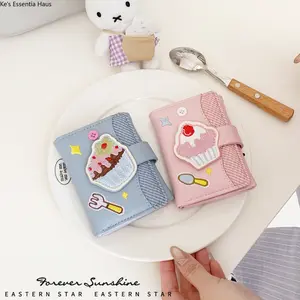 Cute Cupcake Embroidered Short Wallet - Sweet Dessert Pattern Tri-Fold Card Holder, Multi-Slot Card Case with Button Closure, Adorable Patch Design Short Purse with Multiple Compartments for Coins