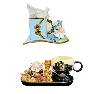 Handmade Ceramic Tea Cup and Plate with Cream Glue Doll DIY - Kosbling Blind Bag