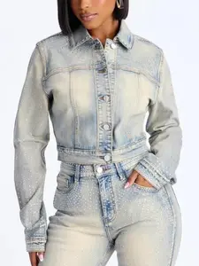 Chasing A Dream Embellished Denim Jacket - Vintage Wash
