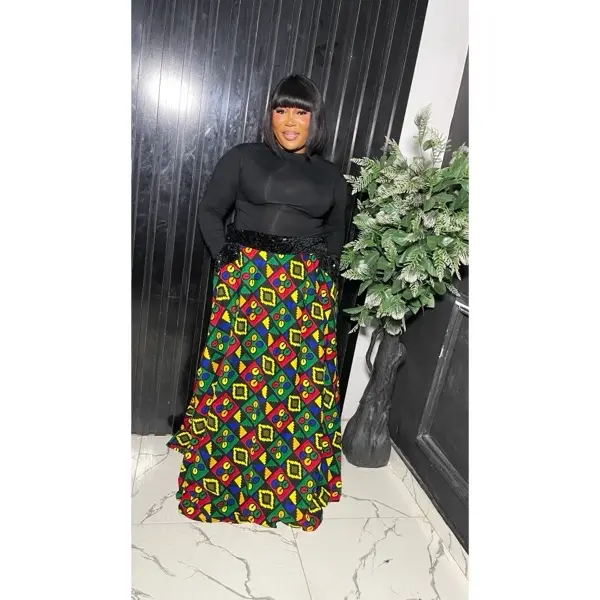 Funmi stylish Women's Ankara flared maxi skirt , Non-Stretch Fabric -  Womenswear- Party-Elegant & Comfortable