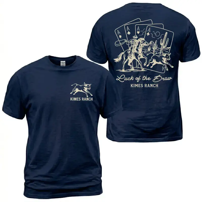 Kimes Ranch Luck Of The Draw Cowboy Print T-Shirt, Western Rodeo Graphic Tee, Country Ranch Lifestyle Apparel Gift for Men and Women