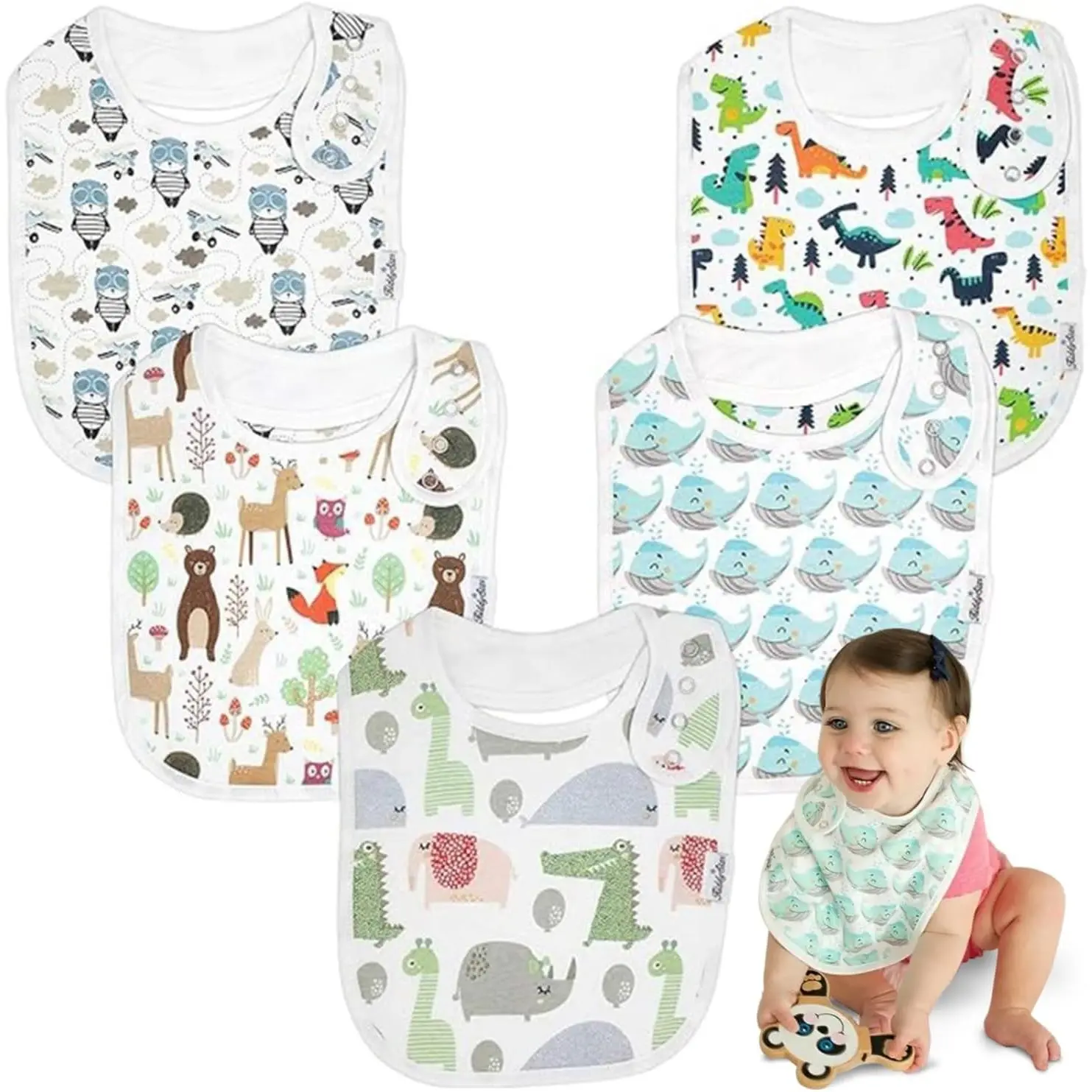 Stylish Unisex Baby Bibs, Soft Organic Bandana for Teething & Drooling, Absorbent with Adjustable Snaps, Affordable Fashion, Unisex Bibs