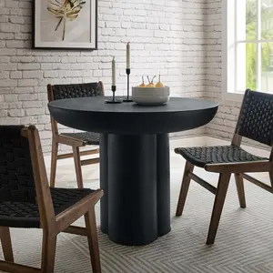 Modway Caspian 40" Round Concrete Dining Table in Black