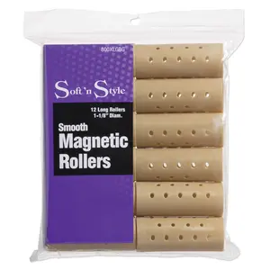 Soft 'N Style Heatless Smooth Magnetic Hair Rollers - Long Tan, Haircare Styling Tool