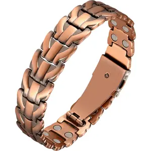Feraco Copper Bracelet for Men,Magnetic Therapy Cooper Bracelets with 46 Magnets, Men's 99.99% Pure Copper, Adjustable