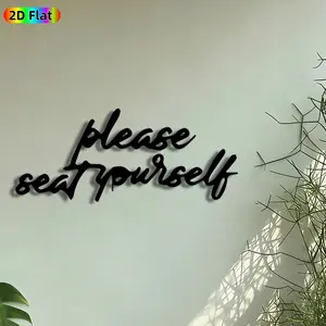 1pc "Please Seat Yourself" Script Metal Wall Art, Calligraphic Quote Statue Mural, Artistic Wall Sign, Perfect for Housewarming, Thanksgiving Decor, Perfect for Dining Room Kitchen Coffee Shop Decor, Ideal Gift for Home Hospitality Enthusiasts.