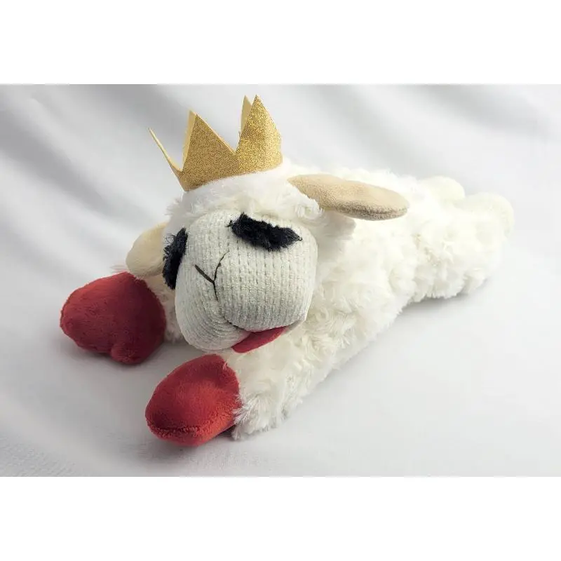 Lamb Chop with Gold Crown Plush Dog Toy - 10.5"