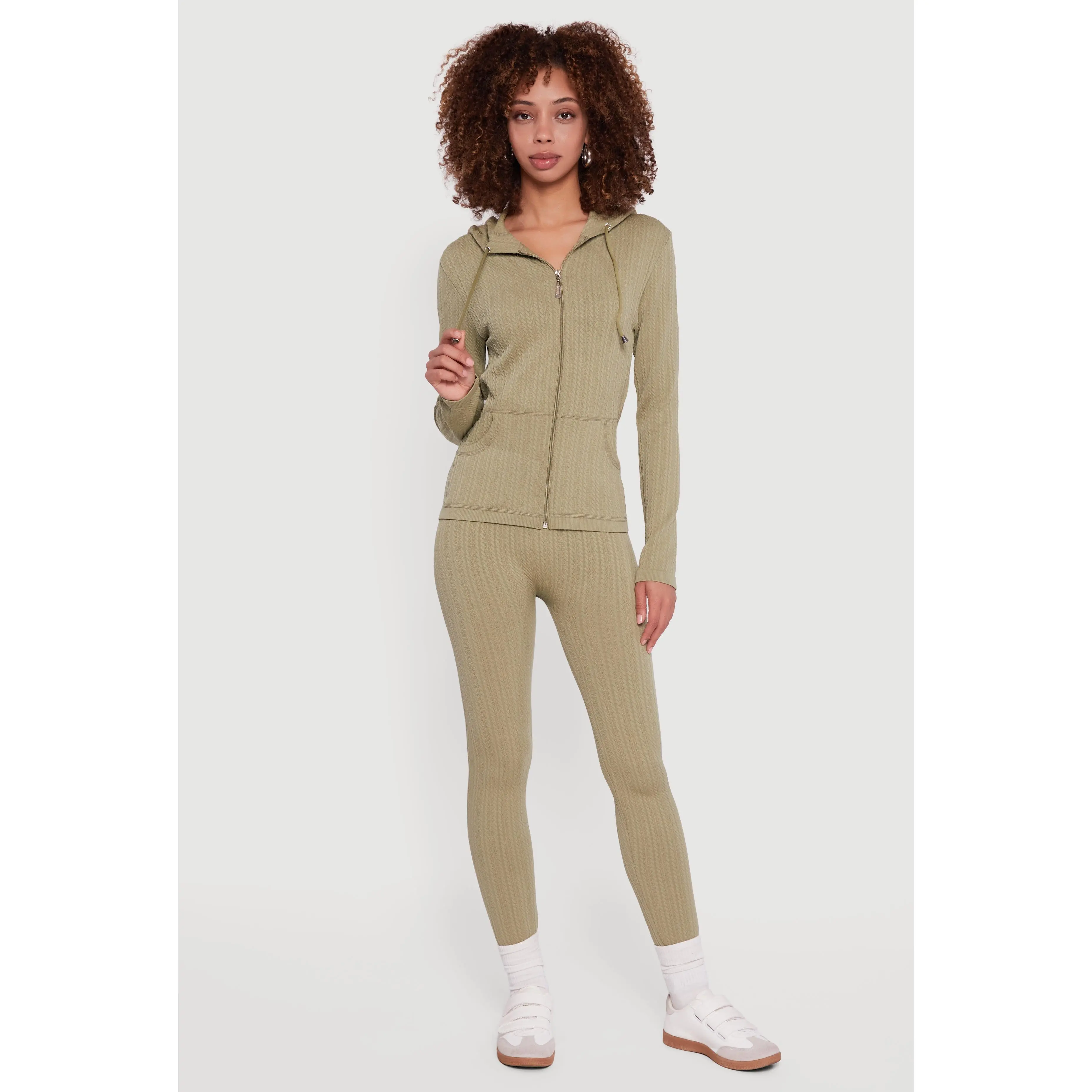 Textured Knit Seamless High Waisted Leggings