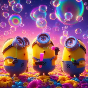 5D DIY Full Drill Round Diamond Painting - Diamond Art Kit Handicraft Minions, Bubbles, Flower Sea Mosaic, Canvas - DIY Decorative Painting, Home Wall Decor, Perfect for Halloween and Christmas, Independence Day, Birthdays, and Anniversary Gifts.