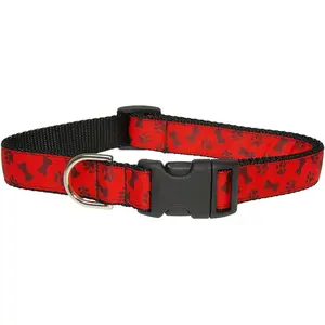 Small Paws & Bones Poppy Dog Collar - Adjustable 5/8" Wide.