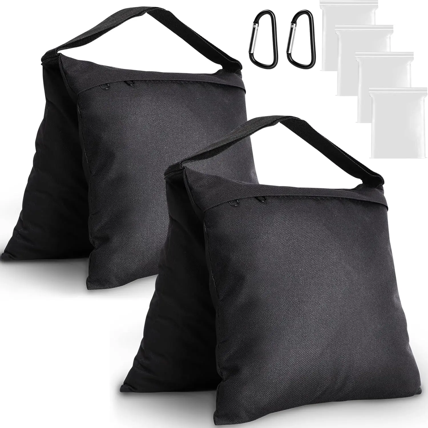 Heavy-Duty Sandbags (2-Pack), Oxford Fabric Stabilization Weights with Built-in Strap & Dual Zippers for Photography Stands, Tents & Canopies, Stabilization Sandbags, Built-In Strap Sandbags