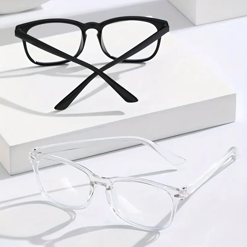 3pcs Lightweight PC Frames Minimalist Square Clear Lens Glasses - Blue Light Blocking, Full Frame, for Everyday & Casual Wear High Quality Eyewear