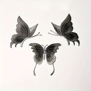 3pcs Lace Embroidered Butterfly Patches Sew on Clothes Applique Dancing Dress, Embroidery Applique Heat Patches for Jackets, Sew on Patches for Clothing Backpacks Jeans T-shirt