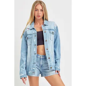 Risen Loose Fit 90s Distressed Denim Jacket