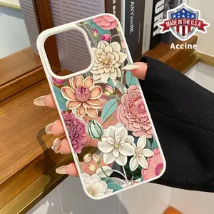 Magnetic Phone Case for iPhone 16 15 14 Pro Max 13 12 11 XR XS Plus E Flower Prints Pattern Acrylic Back TPU Edges Clear support wireless charging Bumper Cover