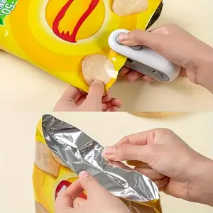 Portable Mini Heat Sealer Machine USB Rechargeable 2 In 1 Snack Bag Sealer Handheld Electric Plastic Bag Sealer Food Storage Preserver For Home Outdoor Camping