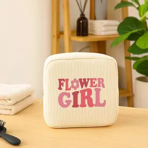 Flower Girl Proposal Gift, Small Toiletry Bag for Women, Bridesmaid Travel Pouch, Organizer Bag, Best Friend Gifts, Aesthetic Design
