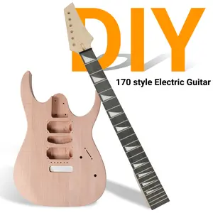DIY Electric Guitar Kit Model 170 Mahogany Body Maple Neck Pre Installed Wiring Easy Assembly No Welding Required 6 String Right Handed Burlywood Finish