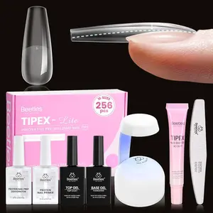 Beetles Tipex 2.0 Tipex Lite Apex Nail Extension Tips Kit with Prep Kit Base Gel Top Coat Almond/Coffin/Square/Oval/Stiletto/Squaoval Shape Thick Acrylic Nail Manicure Gel DIY Nails Art  mothersdaygift Spring Nail Taste of Spring Summer Nail Vacation Nail