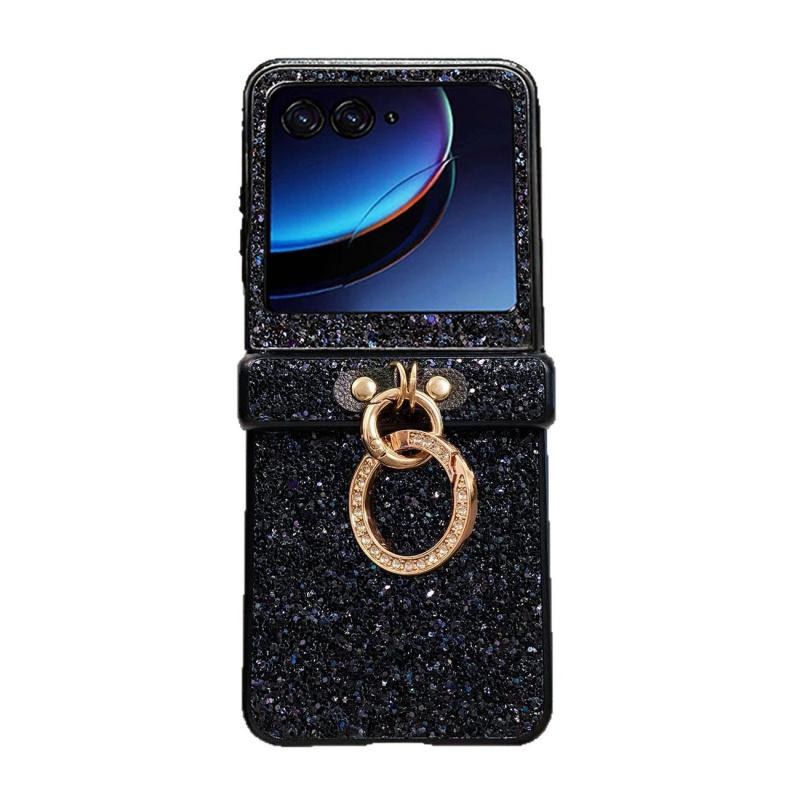Luxurious shiny diamond rhinestone Glitter Ring Buckle Hard PC Phone Case For Moto Razr 50 60 Ultra 2025 + 2024 Protective 3-PIECE Back Cover