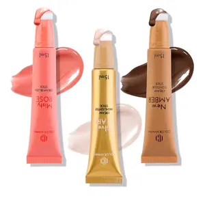 Liquid Makeup Wand Combo, Hydrating Brown Contour Stick Glow Liquid Highlighter Pigmented Blush For Cheeks Fine Texture Natural Blend Long Lasting (Brown Contour+Blush+Highlighter